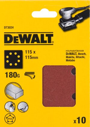 Papier brúsny 115x115mm P180 dierovaný suchý zips 10ks D26441/DWE6411 DEWALT DT3024