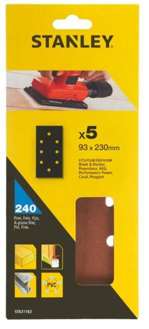Papier brúsny dierovaný 93x230mm P240, 5ks, pre B+D, AEG FATMAX STA31163