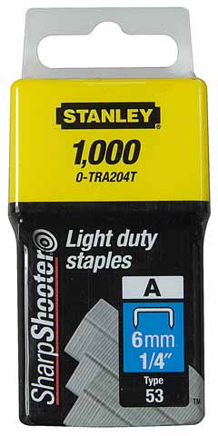 Spony štandardné 6mm (1/4") typ A 5/53/530 1000ks STANLEY 1-TRA204T