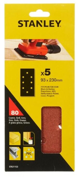 Papier brúsny dierovaný 93x230mm P80, 5ks, pre B+D, AEG FATMAX STA31153