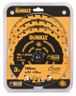 Set 3x kotúč pílový EXTREME 190x30x1,65mm 24z (pre DWE575K/DWE576K) DEWALT DT10399