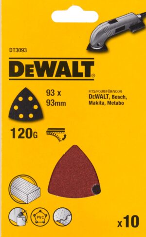 Papier brúsny 93x93mm P120 dierovaný suchý zips 10ks delta DWE315/DWS355/DWS356 DEWALT DT3093