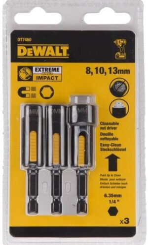 Sada nástavcov magnetických čistiteľných 8,10,13x75mm 1/4" DEWALT DT7460