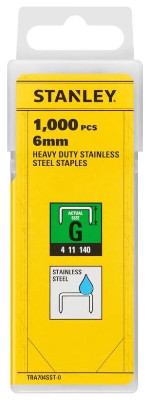 Spony nerezové 6mm (1/4") typ G 4/11/140 1000ks STANLEY TRA704SST-0